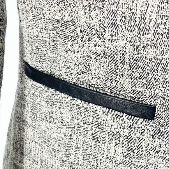 Classiques Entier Grey Blazer Black Leather Lapel Jacket Small Quiet Luxury - Picture 6 of 16